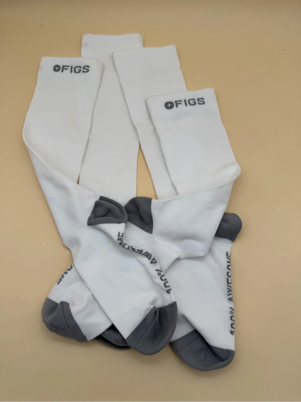 FIGS White Compression Socks size Small New without tags 2 pairs